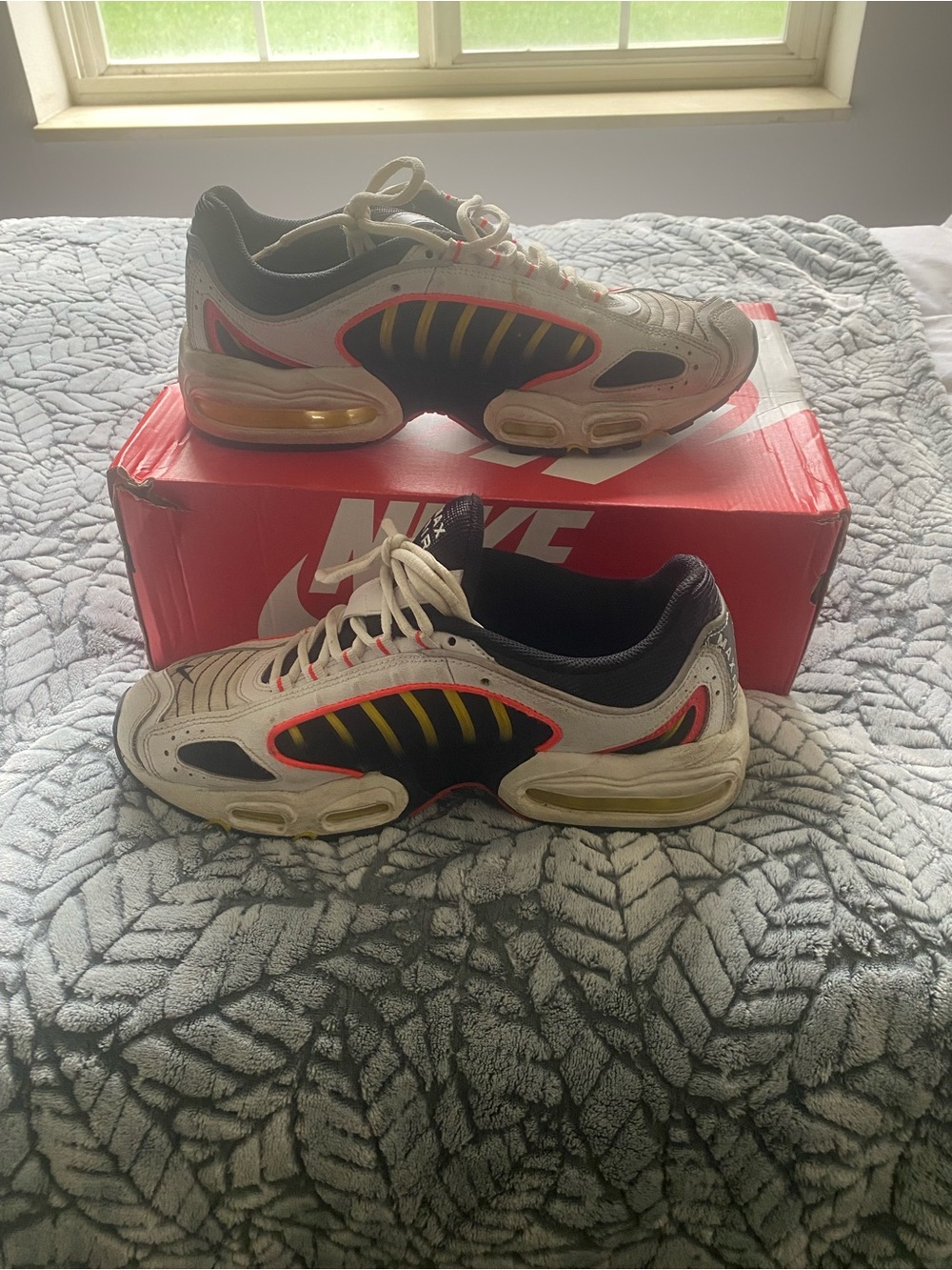 Nike White Black Red Yellow Tailwind IV Retro Running Sneakers